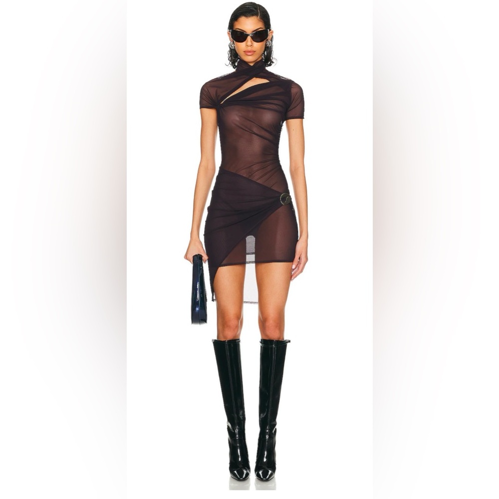 Coperni Asymmetrical Sheer Mesh Dress - Picture 2 of 16
